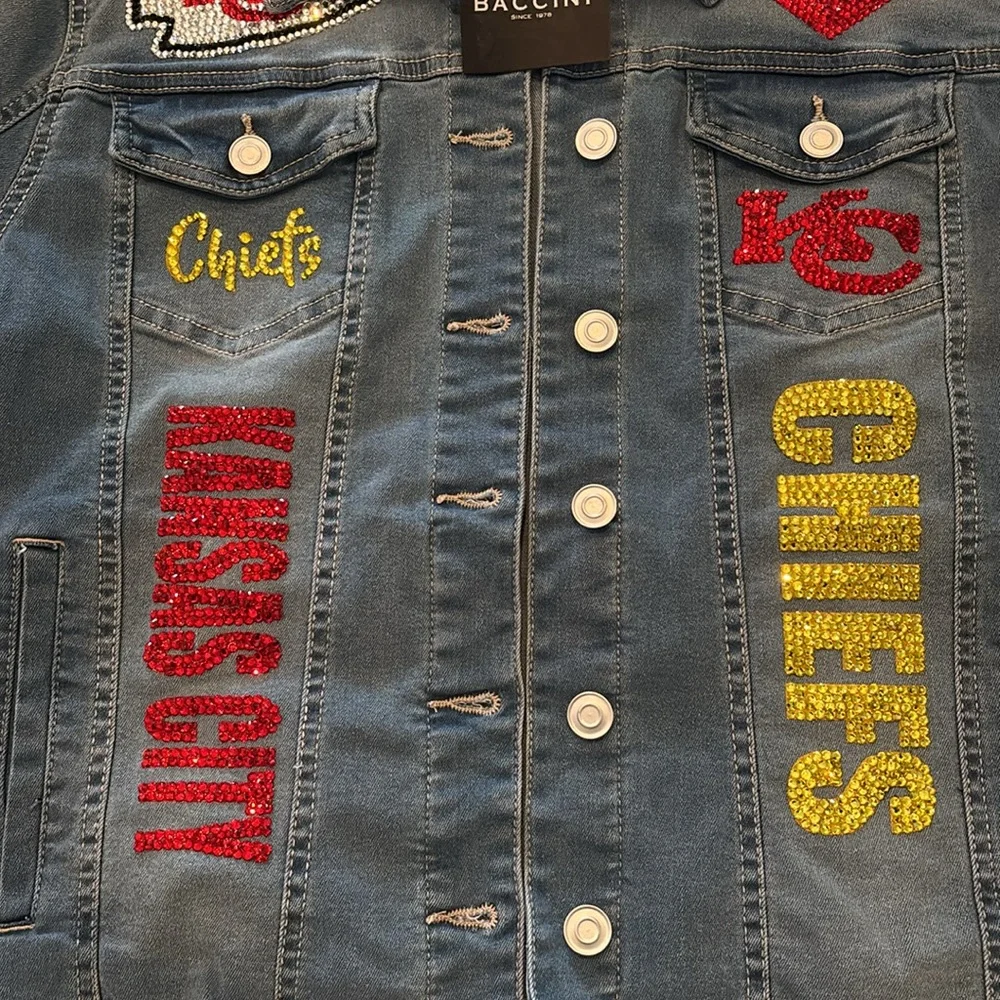 Kansas City Chiefs BLING Jean Jacket Womens - Picture 4 of 7
